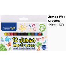 Marlin Jumbo Wax Crayons 14mm 12's